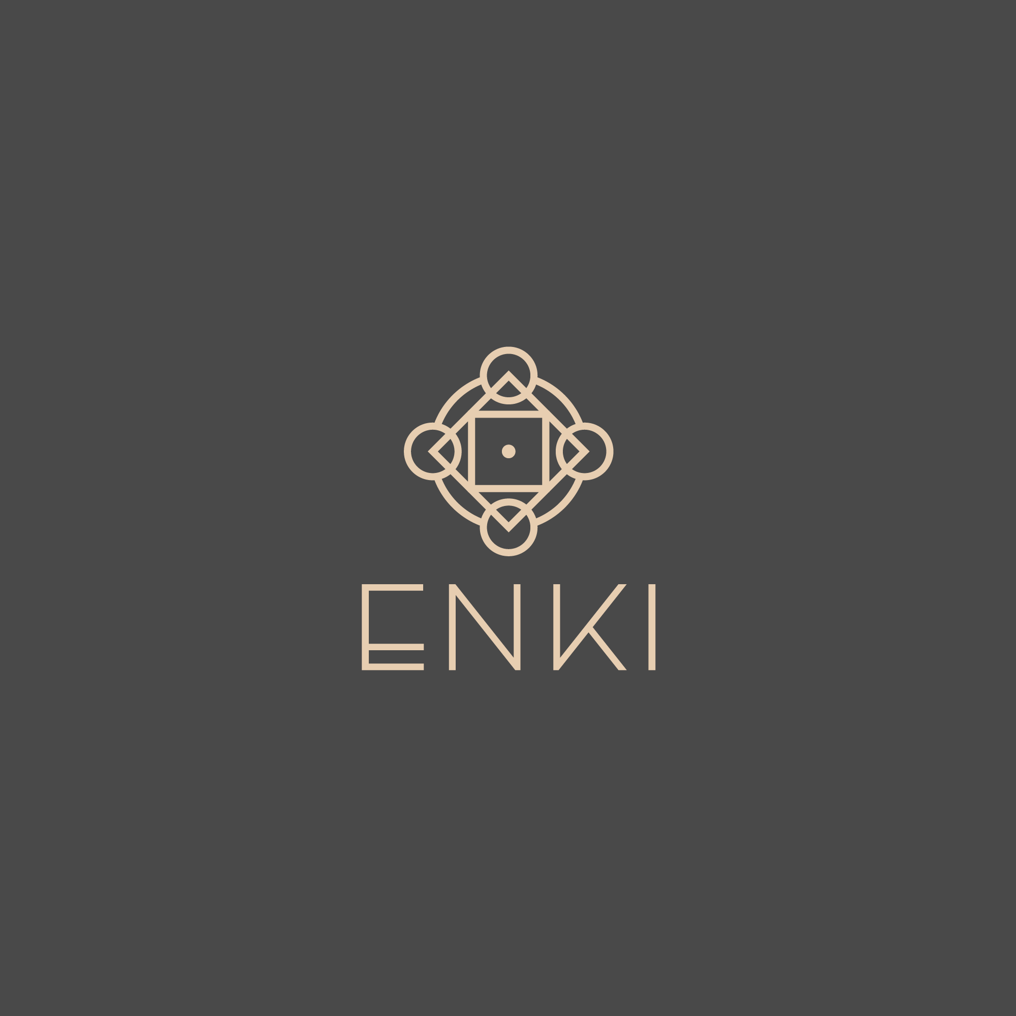 Enki Organics stacked logo with the thin-line ENKI wordmark