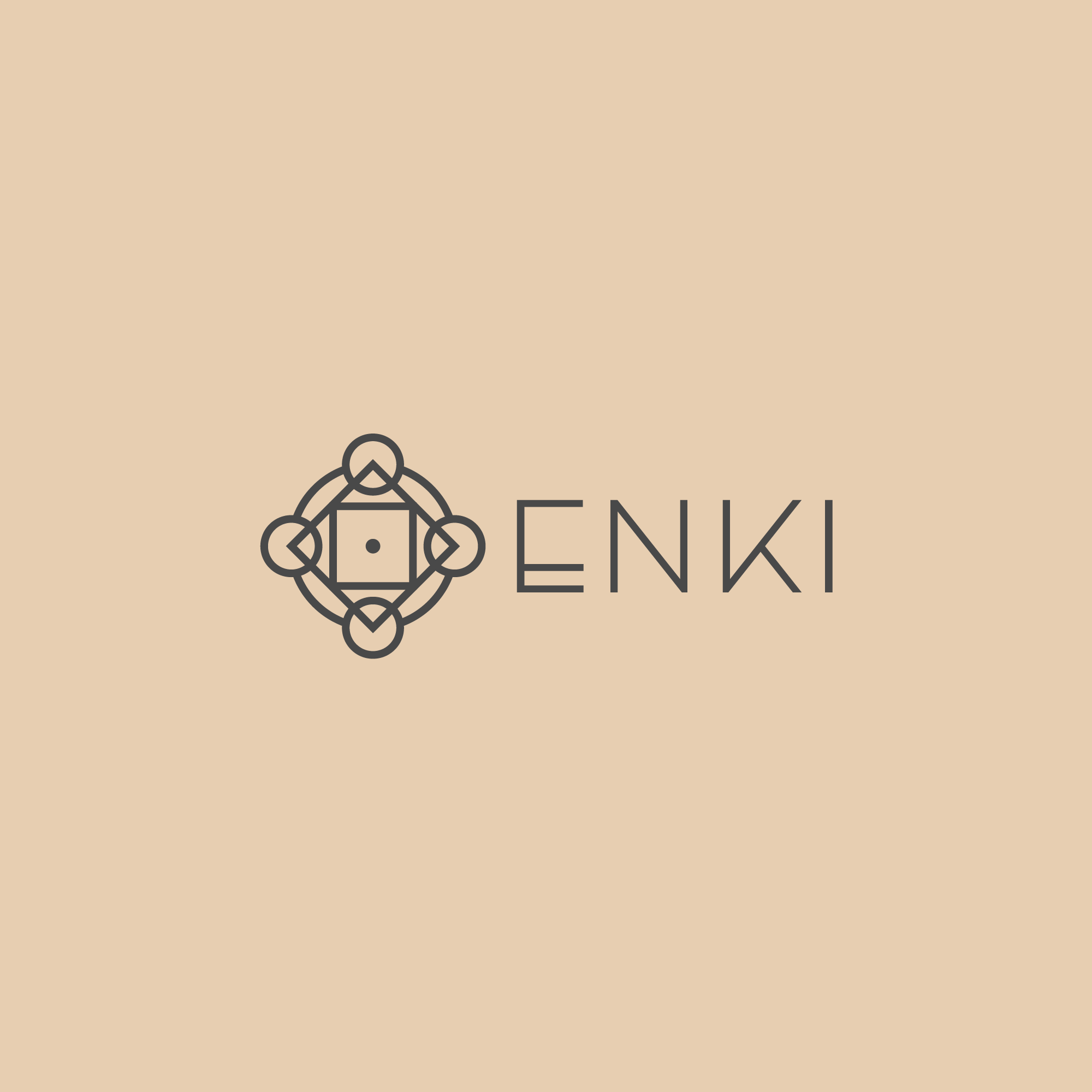 Enki Organics horizontal logo on beige