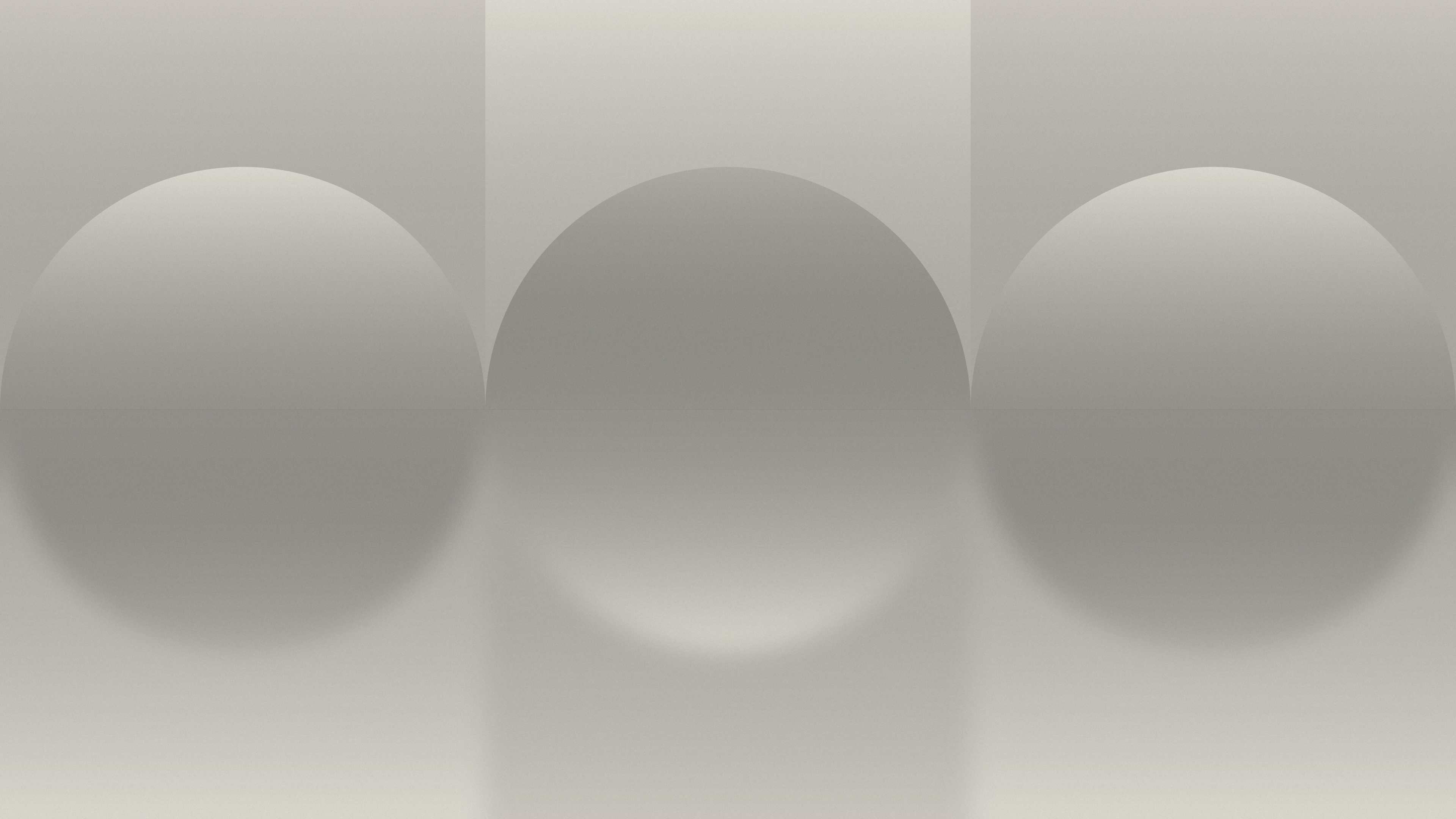 Light desktop wallpaper of three soft gradient arches in warm grey