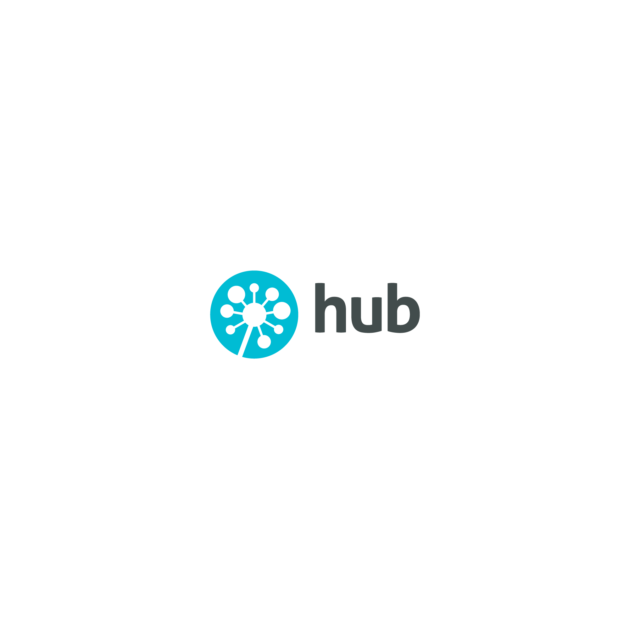 Hub logo: a teal network-node mark beside the lowercase wordmark