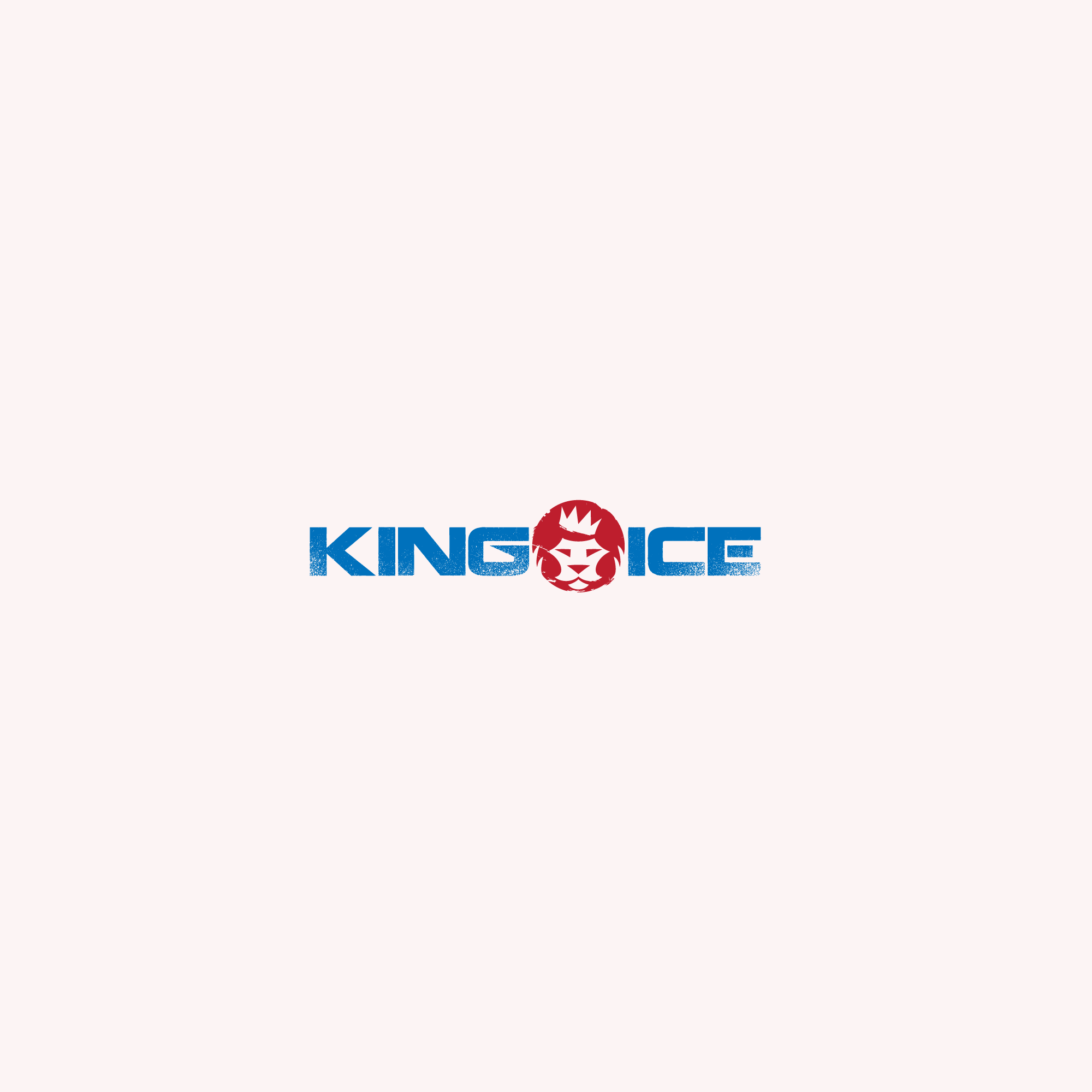 King Ice wordmark in blue with a crowned lion-head emblem in red
