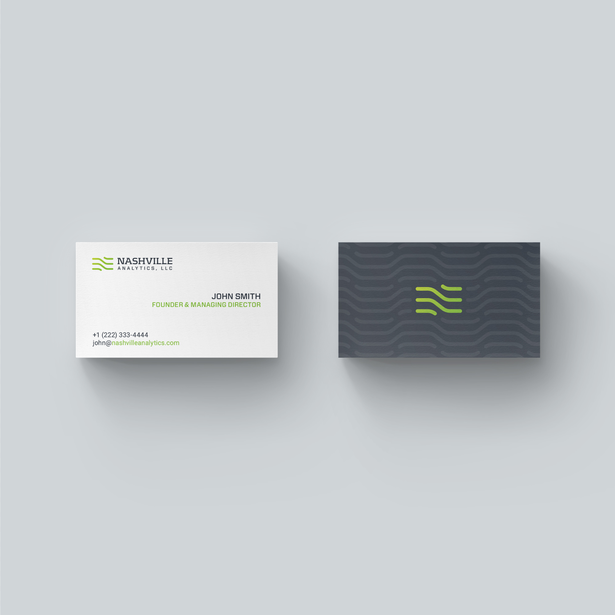 Nashville Analytics business cards, front and back