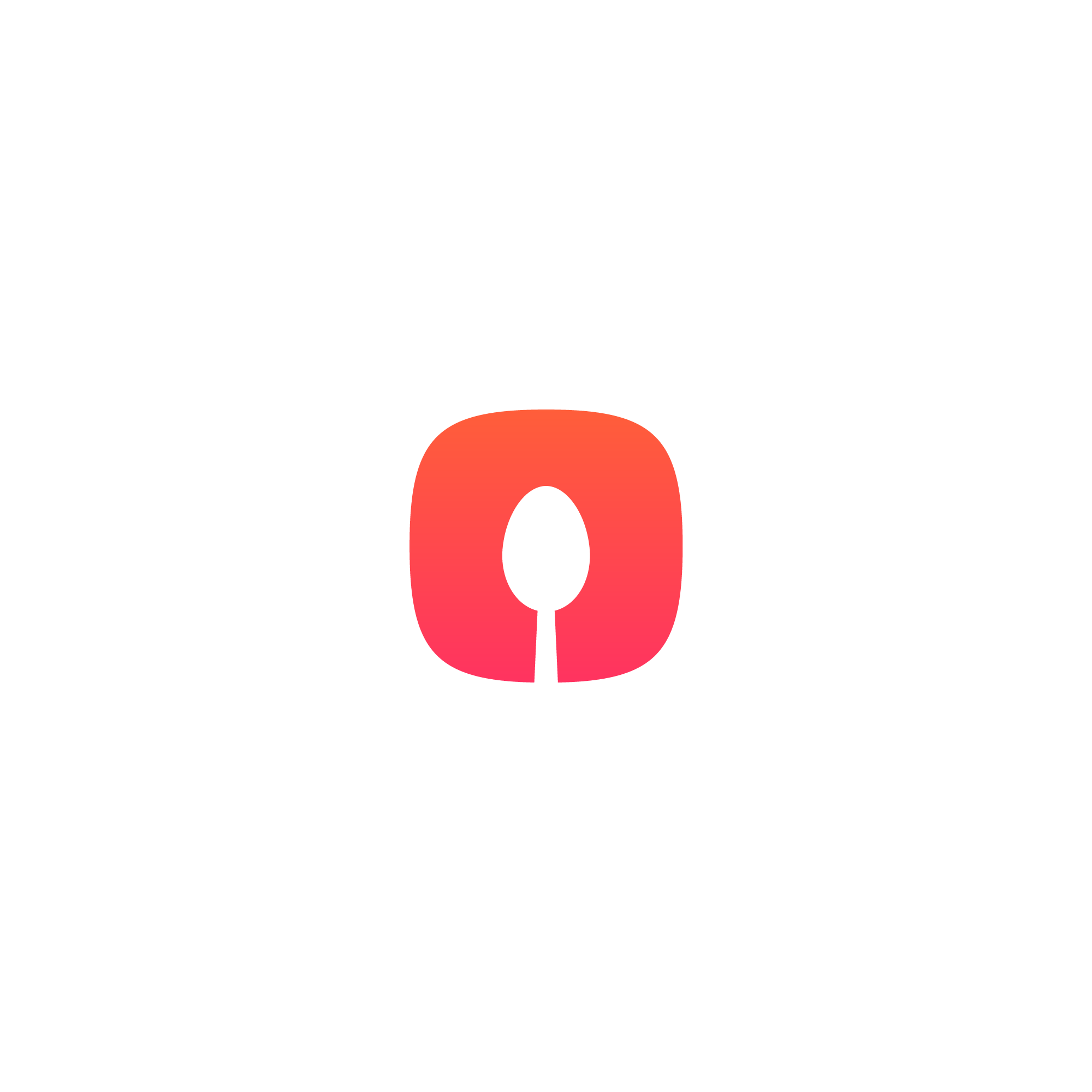 Now Cooking logo mark: a spoon cut out of a rounded square in a red-orange gradient