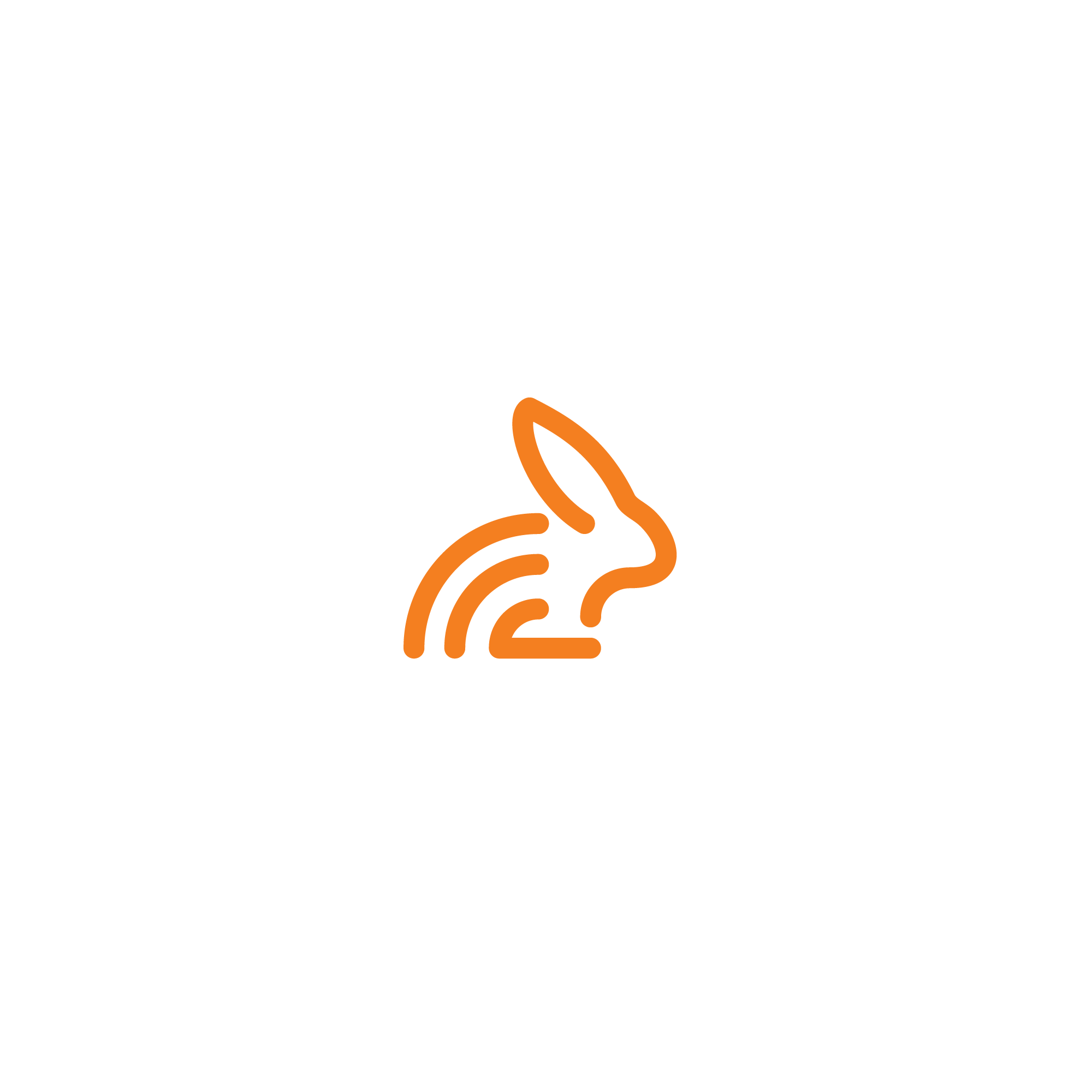 Rabbut rabbit logo mark in orange on white