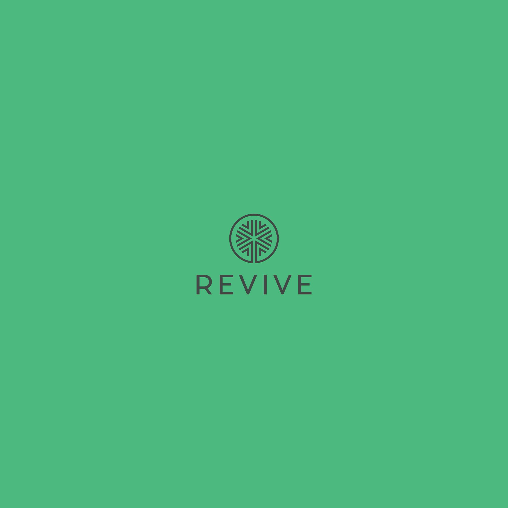 Revive stacked logo in charcoal on green